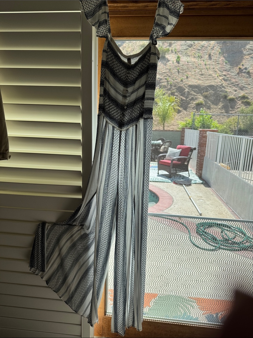 American Rag Blue & White Patterned Jumpsuit
